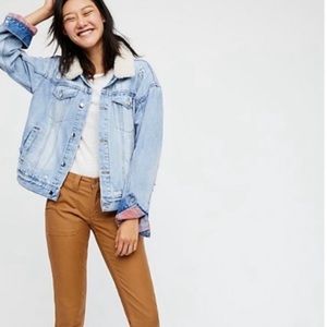 Free people trucker fleece lined jean jacket